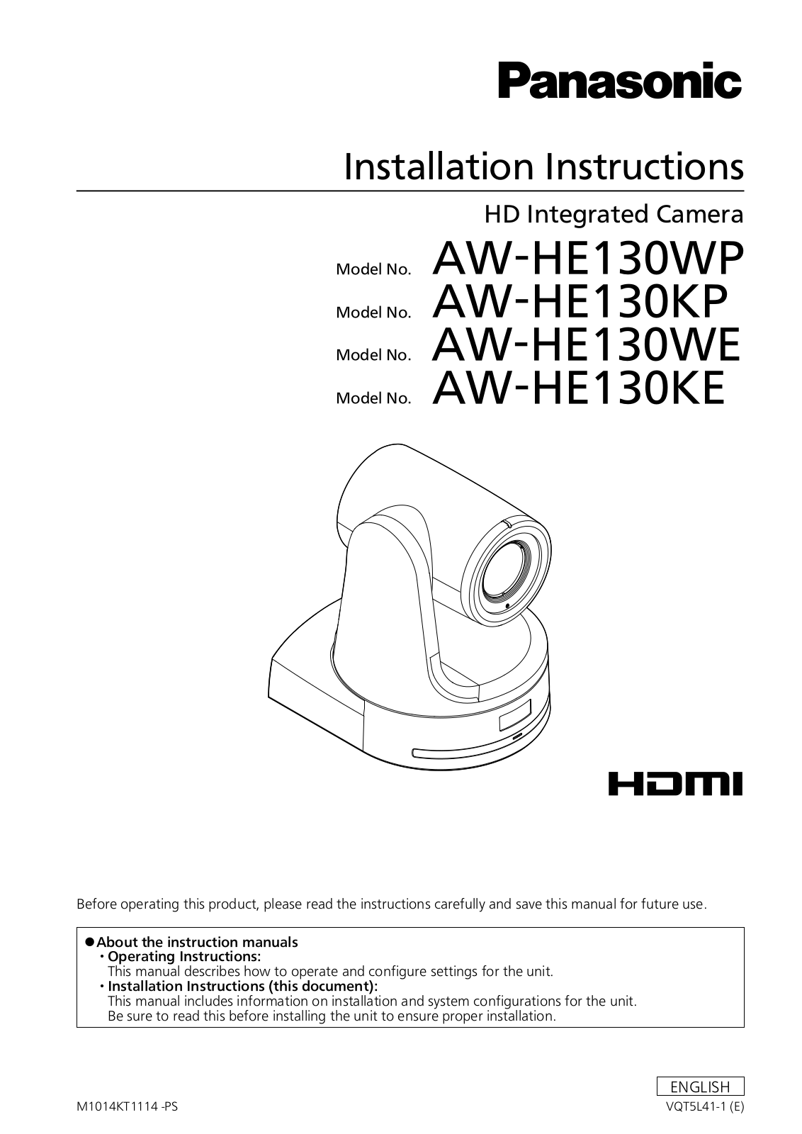 Panasonic AW-HE130KE, AW-HE130WP, AW-HE130KP, AW-HE130WE User Manual