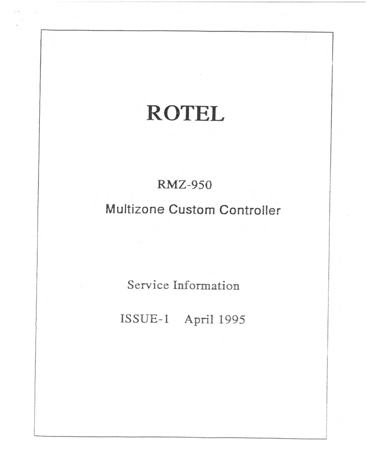 Rotel RMZ-950 Service manual