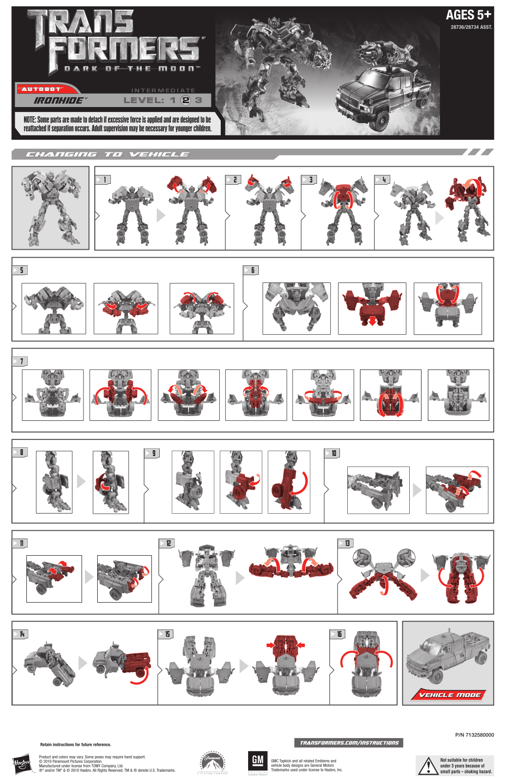 HASBRO Transformers DOTM Cybertech Ironhide User Manual