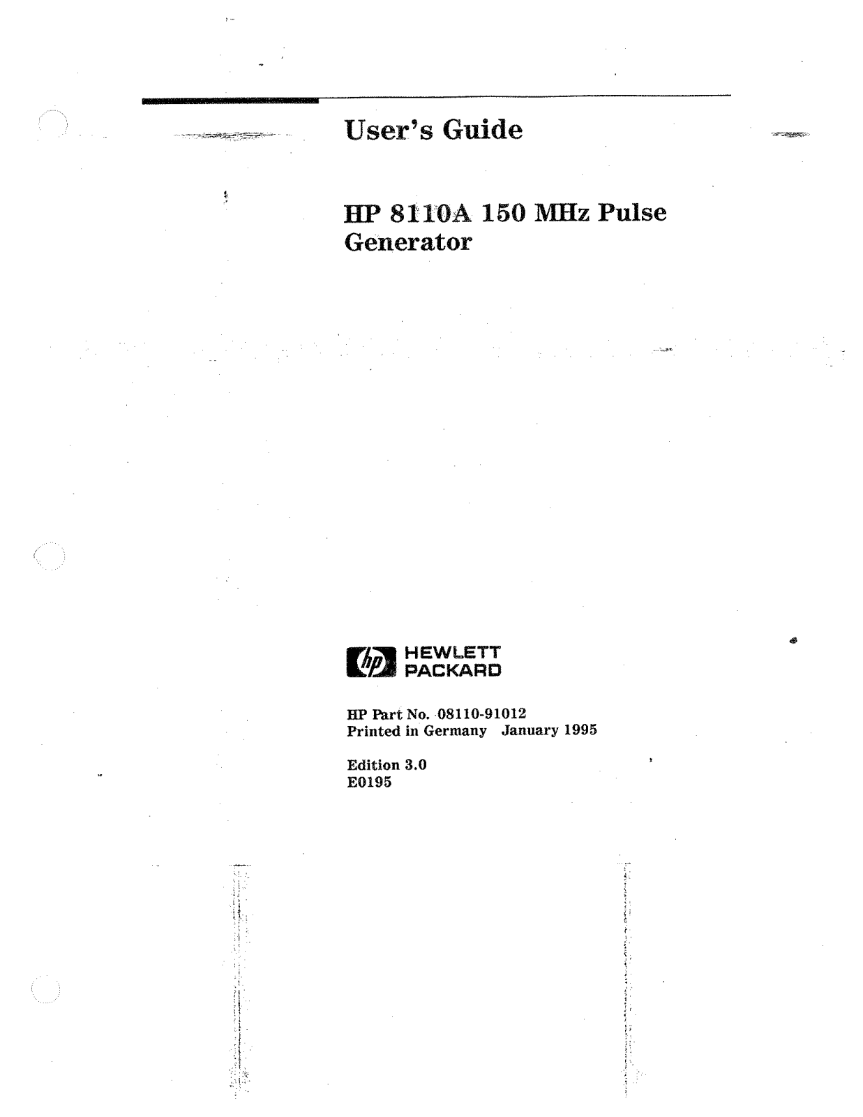 Agilent 8110A User Manual