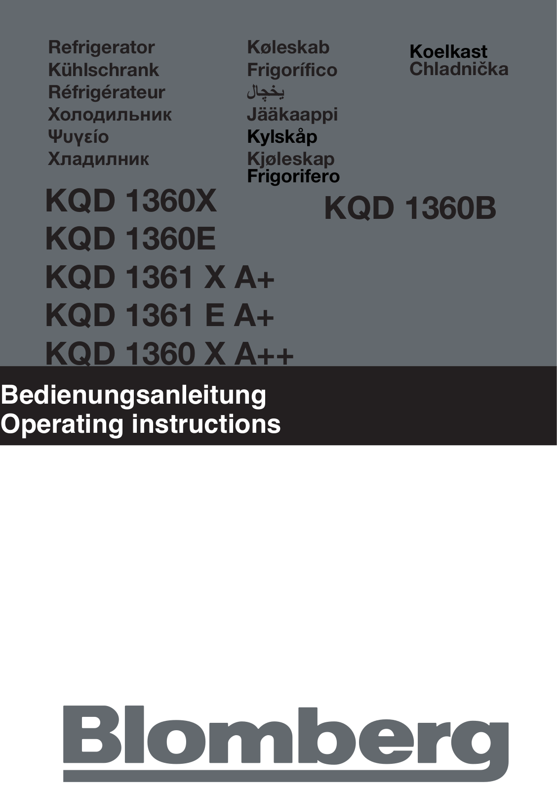 Blomberg KQD 1360X, KQD 1360E, KQD 1361 X A+, KQD 1361 E A+, KQD 1360 X A++ User manual