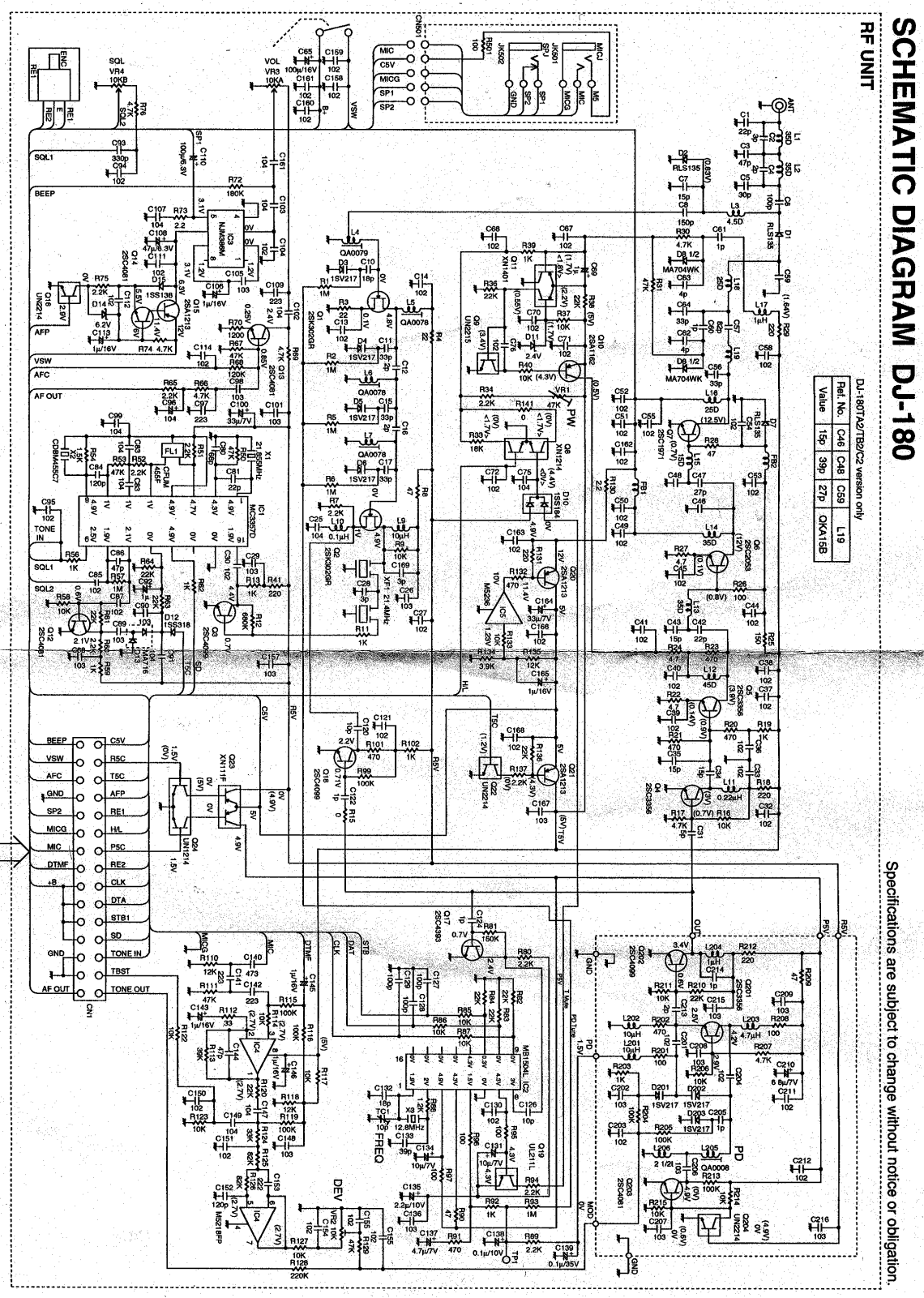 Alinco DJ-180 Schematic