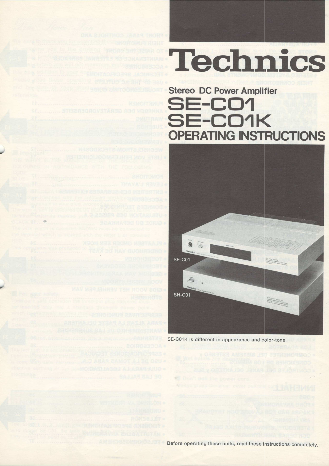 Technics SE-C01K, SE-C01 User Manual