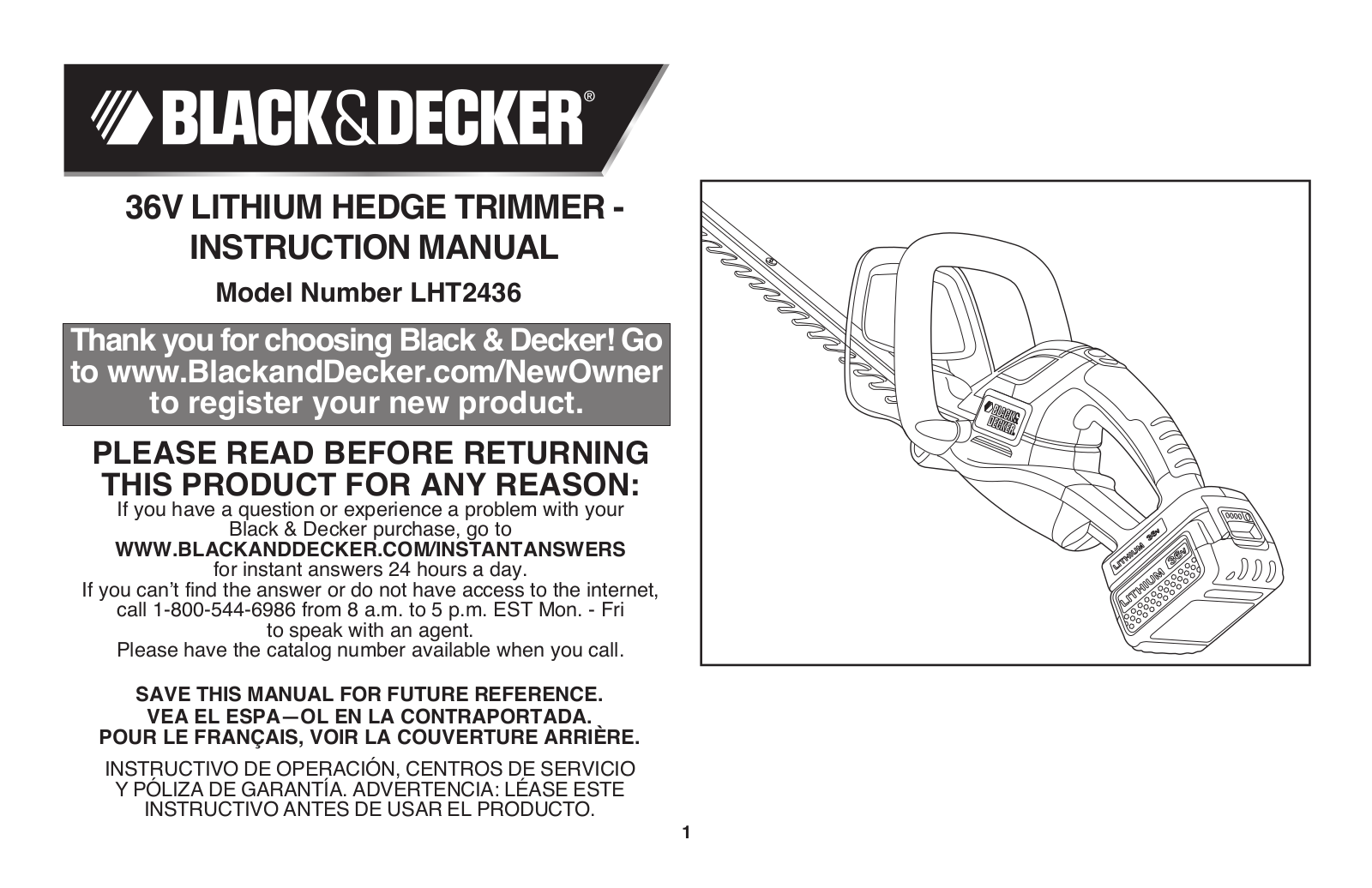 Black & Decker LHT2436, LHT2436B, LHT2436R User Manual