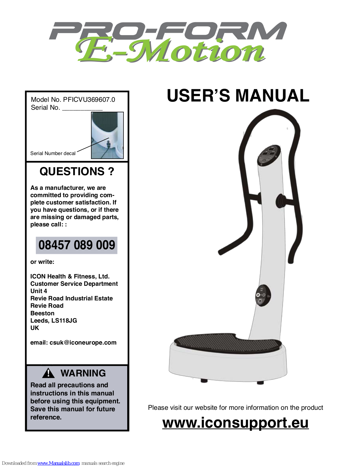 Pro-Form PFICVU39607.0 User Manual