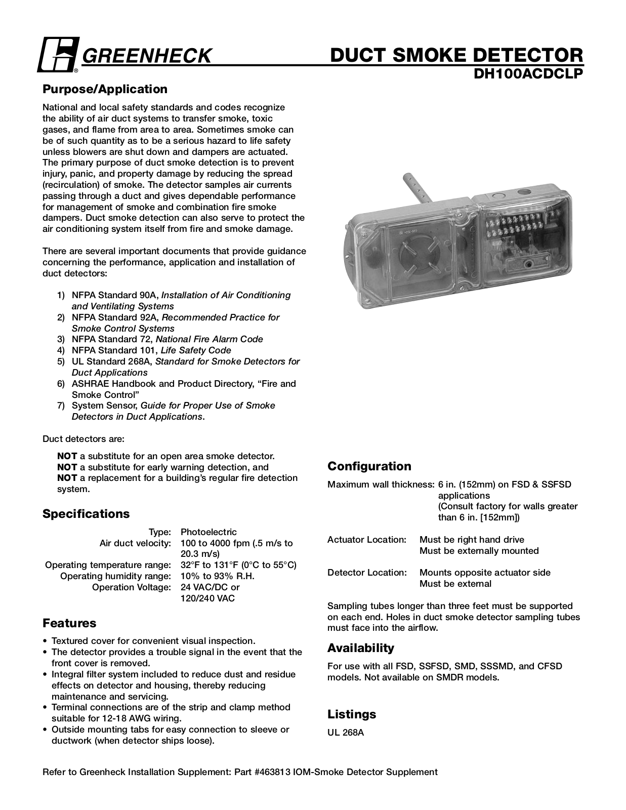 Greenheck Fan DH100ACDCLP User Manual