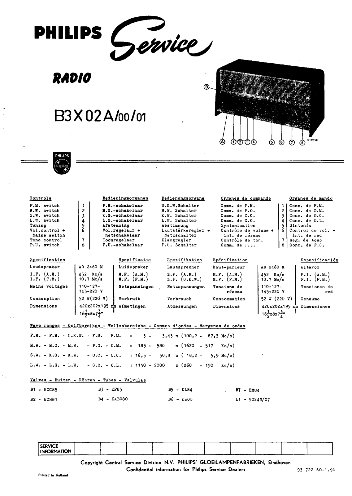 Philips B-3-X-02-A Service Manual