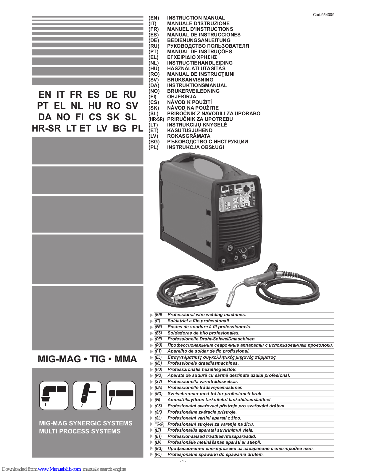 Telwin 954009 Instruction Manual