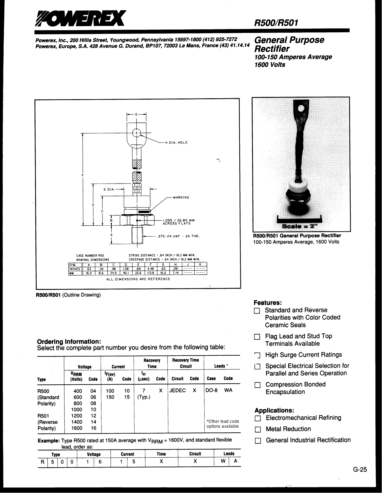 Powerex R501 Data Sheet