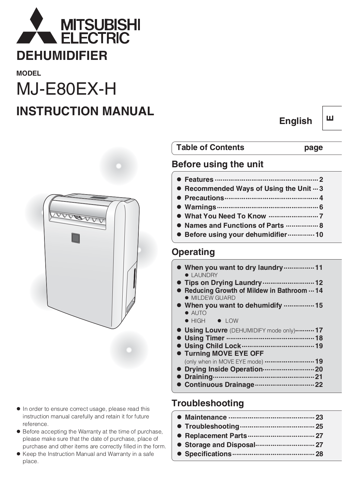 MITSUBISHI MJ-E80EX-H User Manual