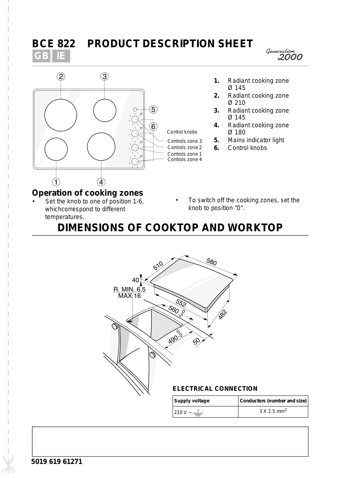 Whirlpool BCE 822/AV PROGRAM CHART