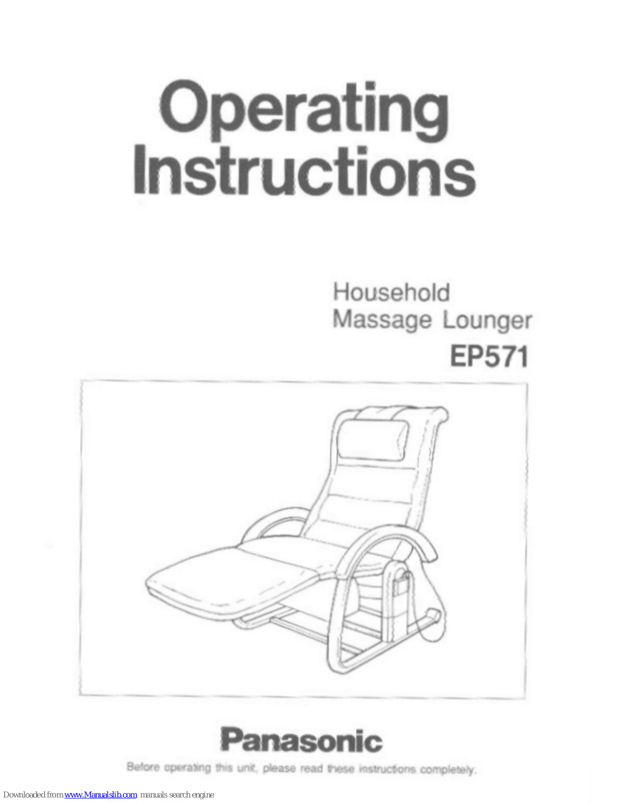 Panasonic EP571K, EP571 Operating Instructions Manual