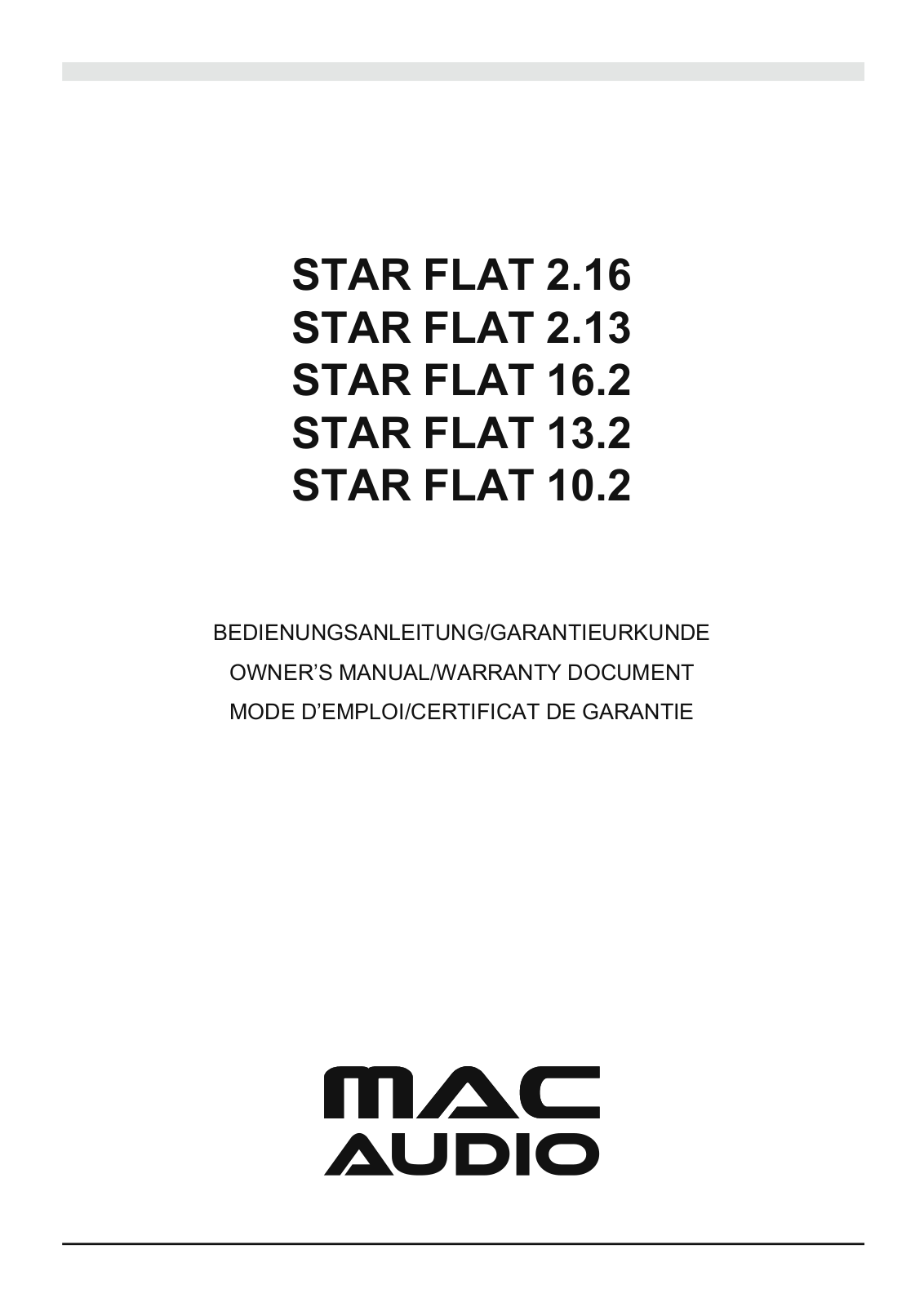 Mac Audio Star Flat 13.2 User Manual