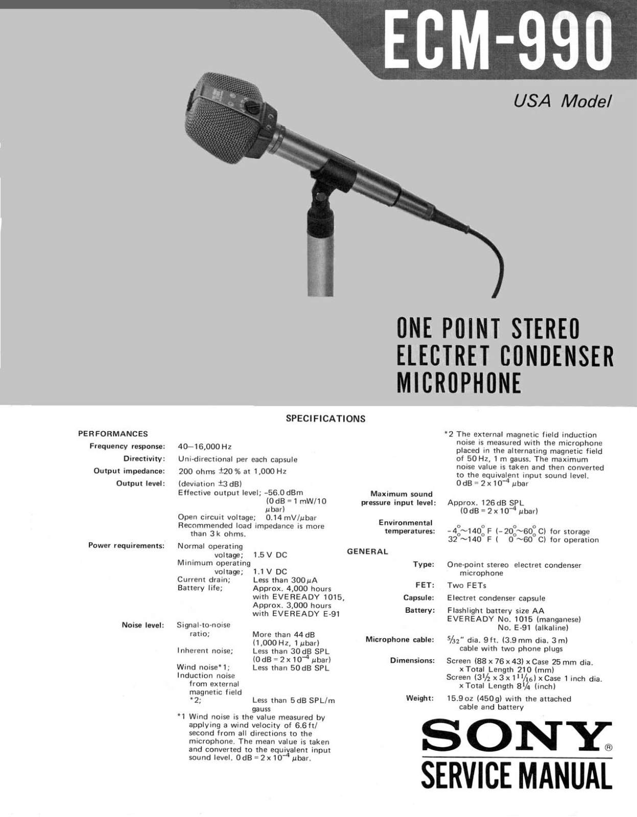 Sony ECM-990 Service manual