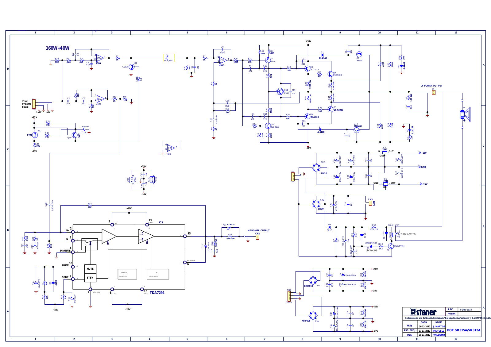 staner SR315A, SR312A Schematic