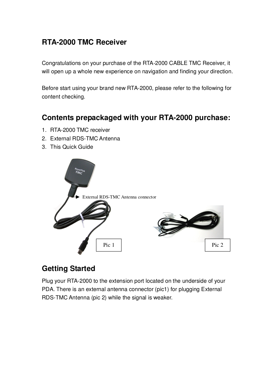 RoyalTek RTA-2000 User Manual