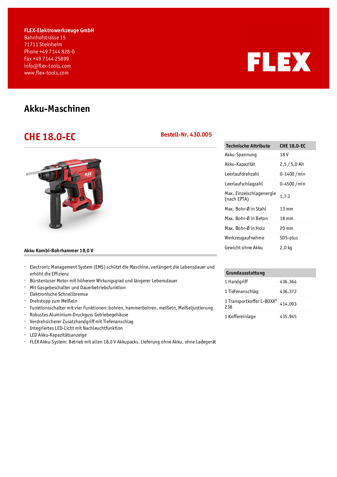 Flex CHE 18.0-EC User Manual