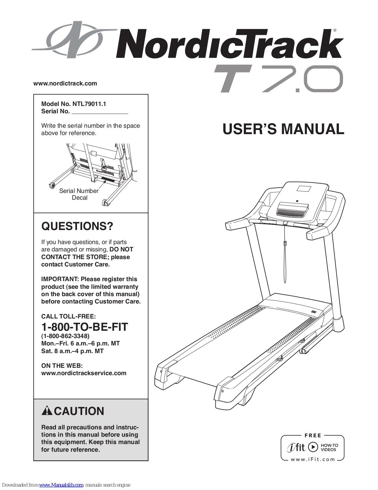 NordicTrack T 7.0 Treadmill, T 7.0 User Manual