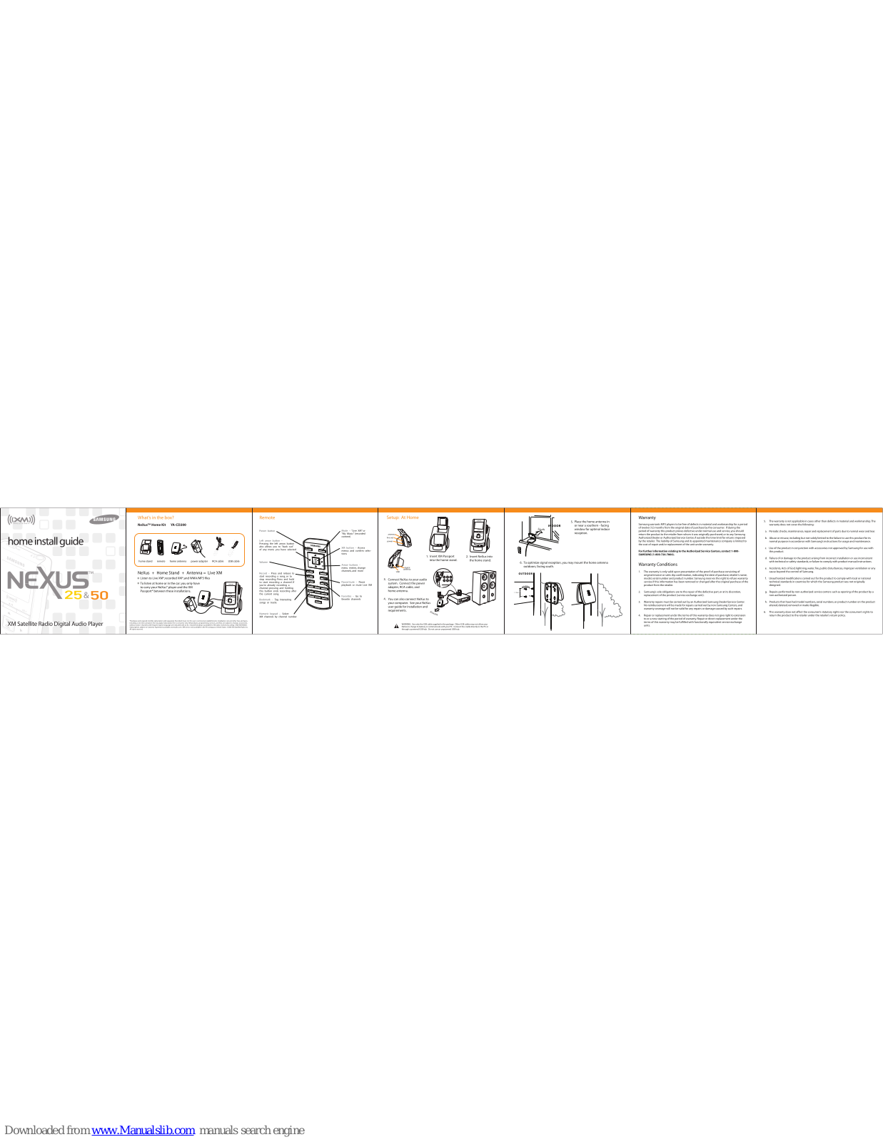 XM Satellite Radio Nexus 25, Nexus 50 Home Installation Manual