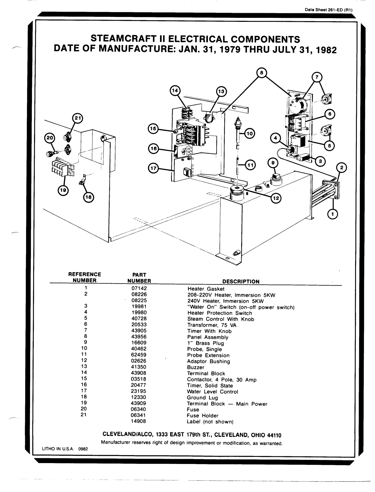 Cleveland CET-5 Parts List