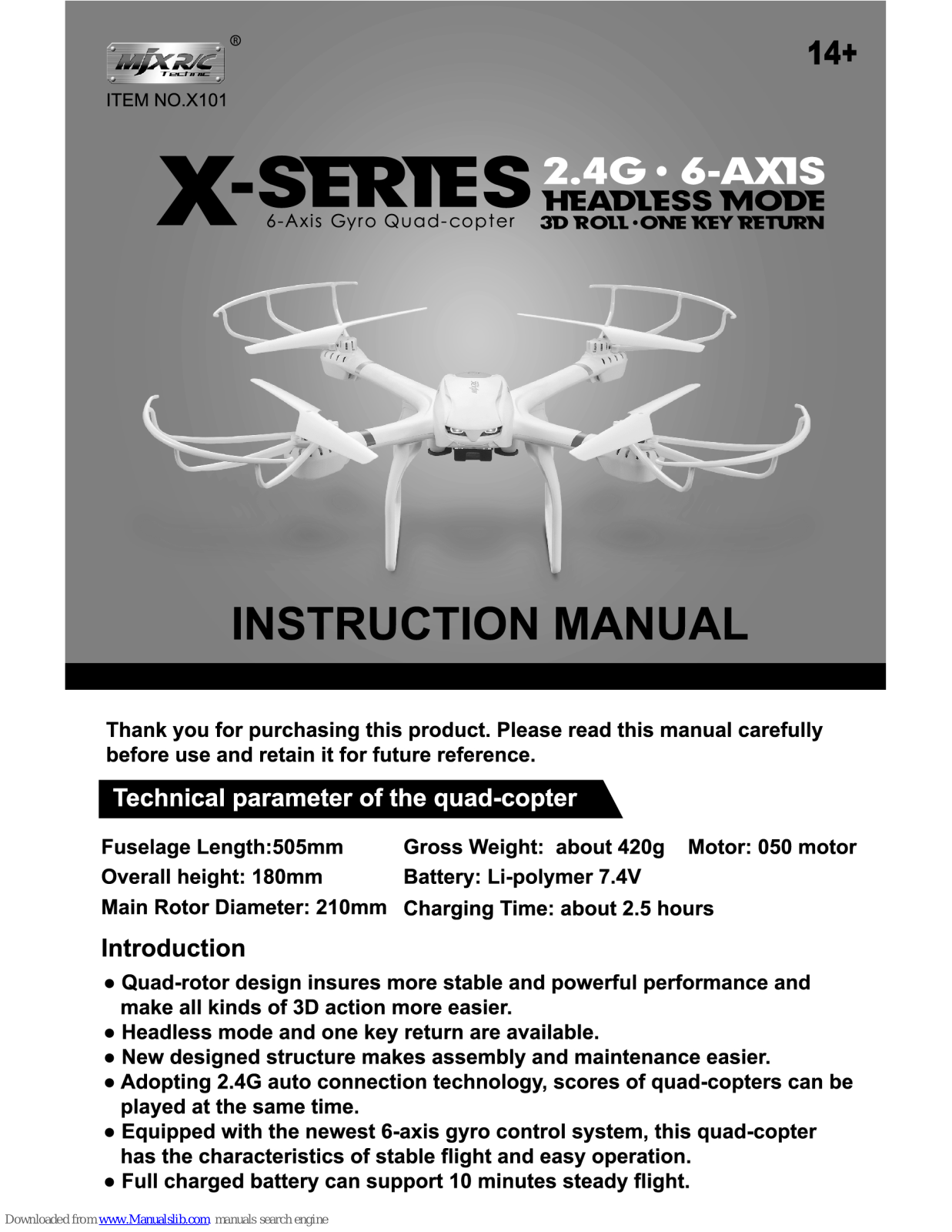 MJX R/C X101 Instruction Manual