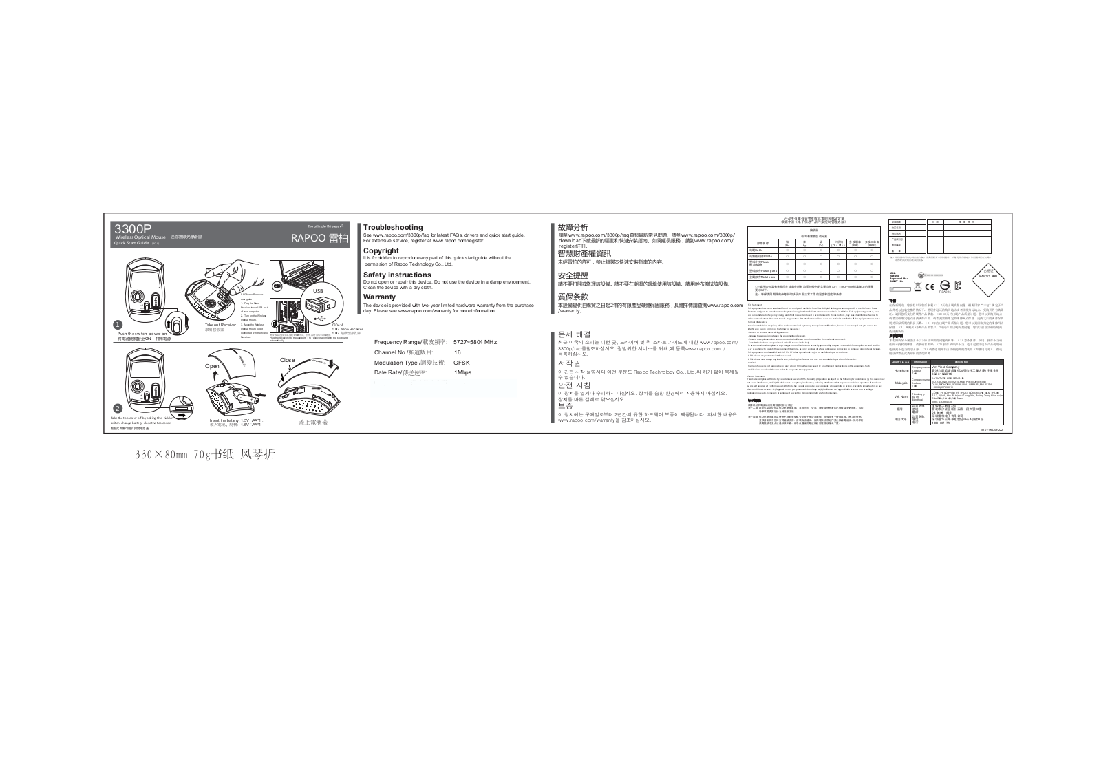 Rapoo Technology 3300P User Manual