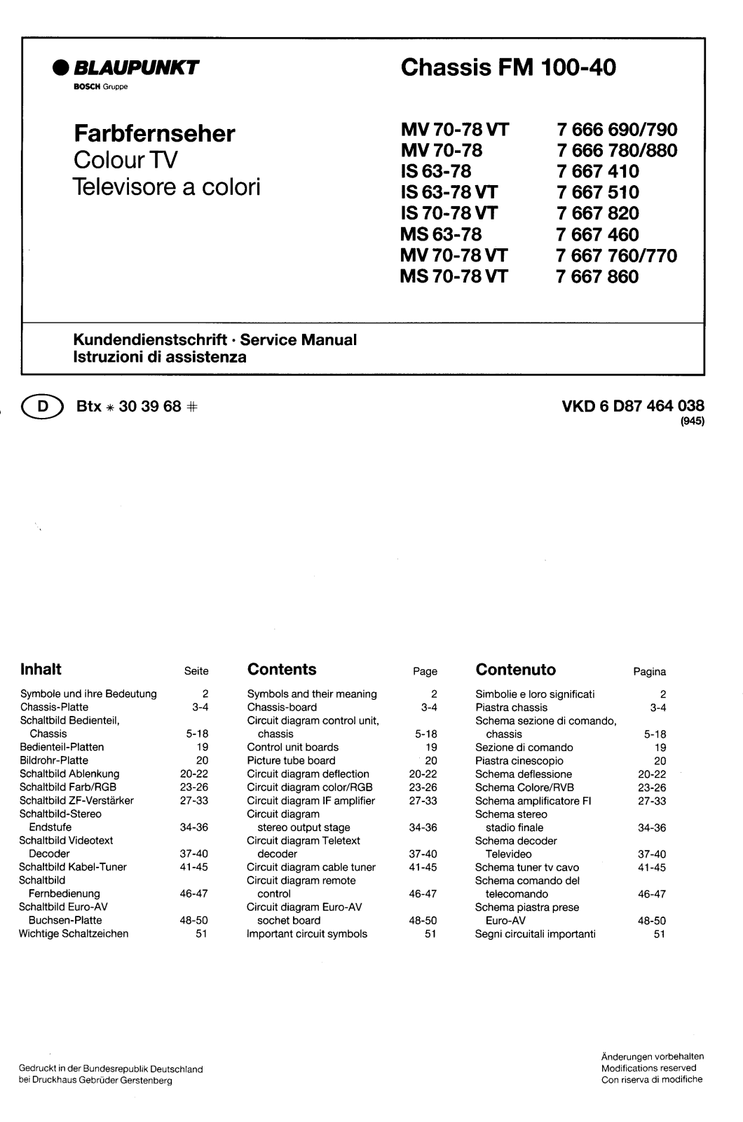 Blaupunkt FM100.40 Schematic