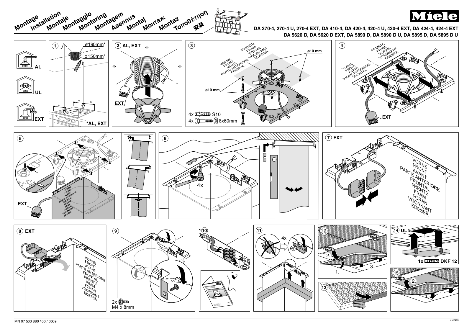 Miele DA 5620 D, DA 270-4, DA 5620 D EXT, DA 5890 D, DA 5890 D U Fitting instructions