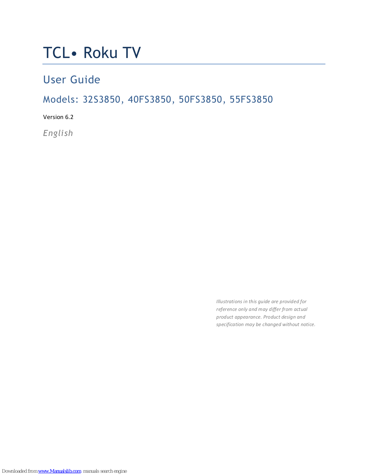 TCL 55FS3850, 40FS3850, 50FS3850, 32S3800, 40FS3800 User Manual