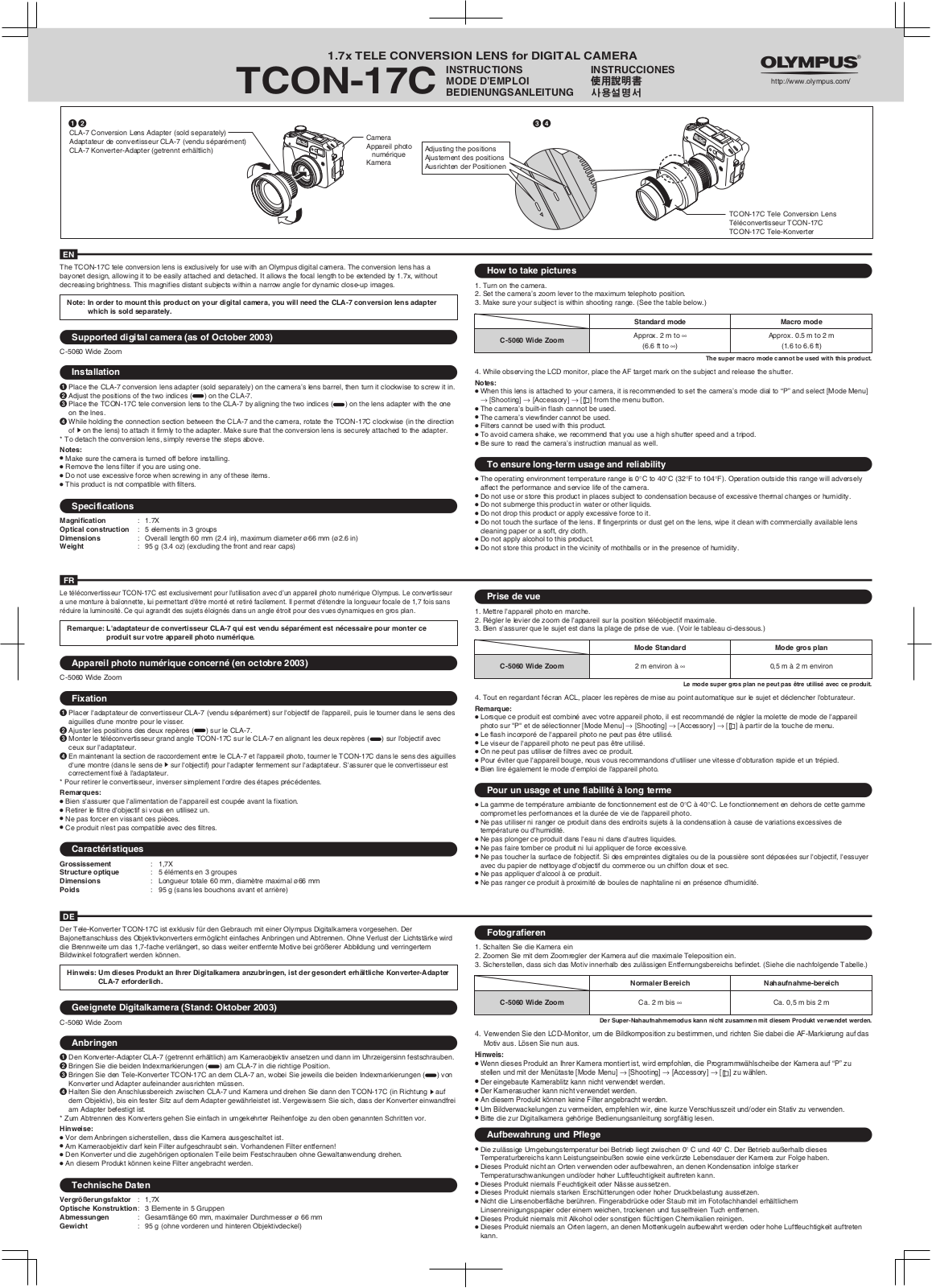 Olympus TCON-17C User Manual