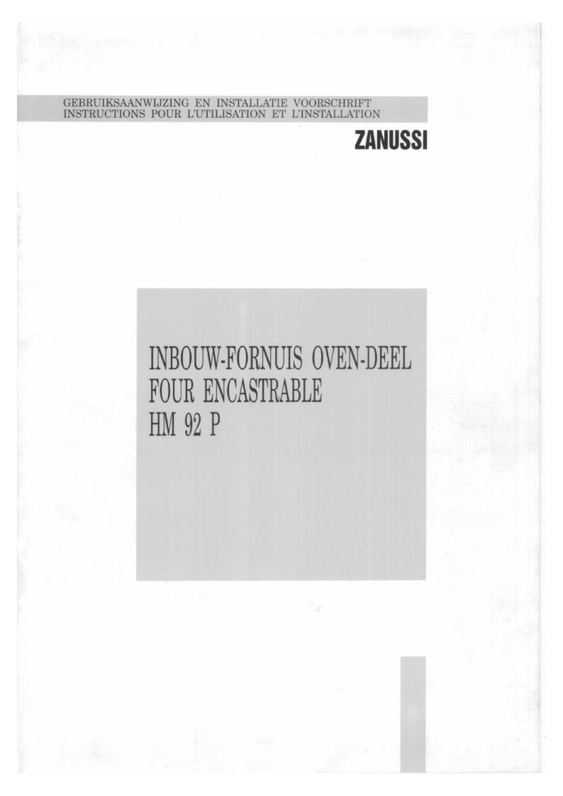 Zanussi HM92P User Manual