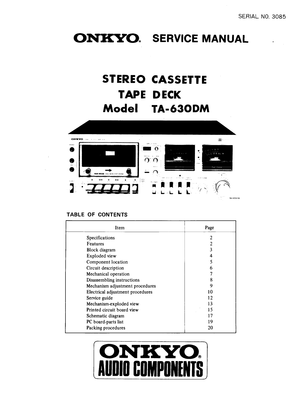 Onkyo TA-630-DM Service Manual