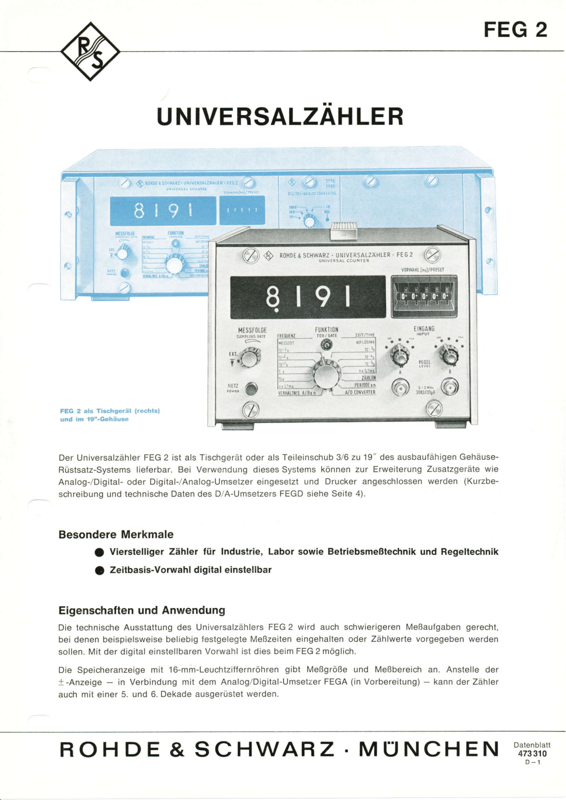 Rohde & Schwarz FEG 2 Datasheet - ManualMachine.com