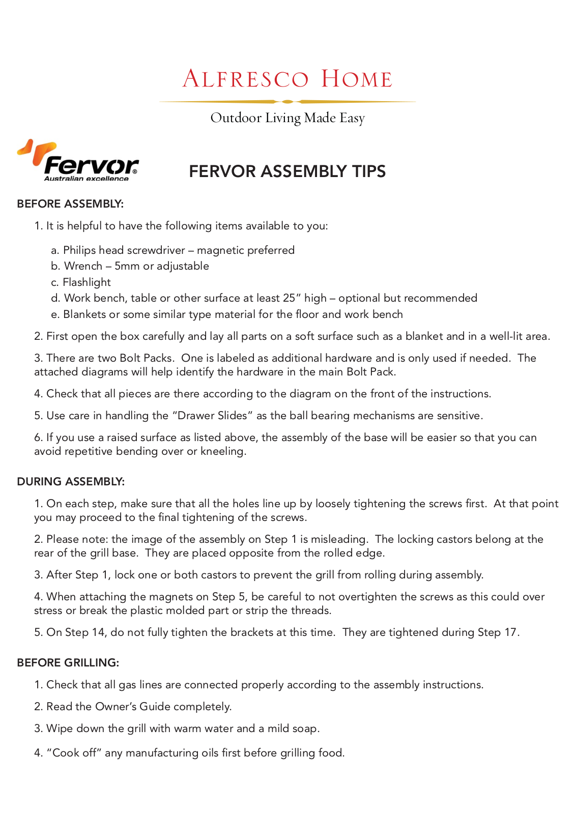 Fervor FEVR1026 Installation & Assembly - ManualMachine.com