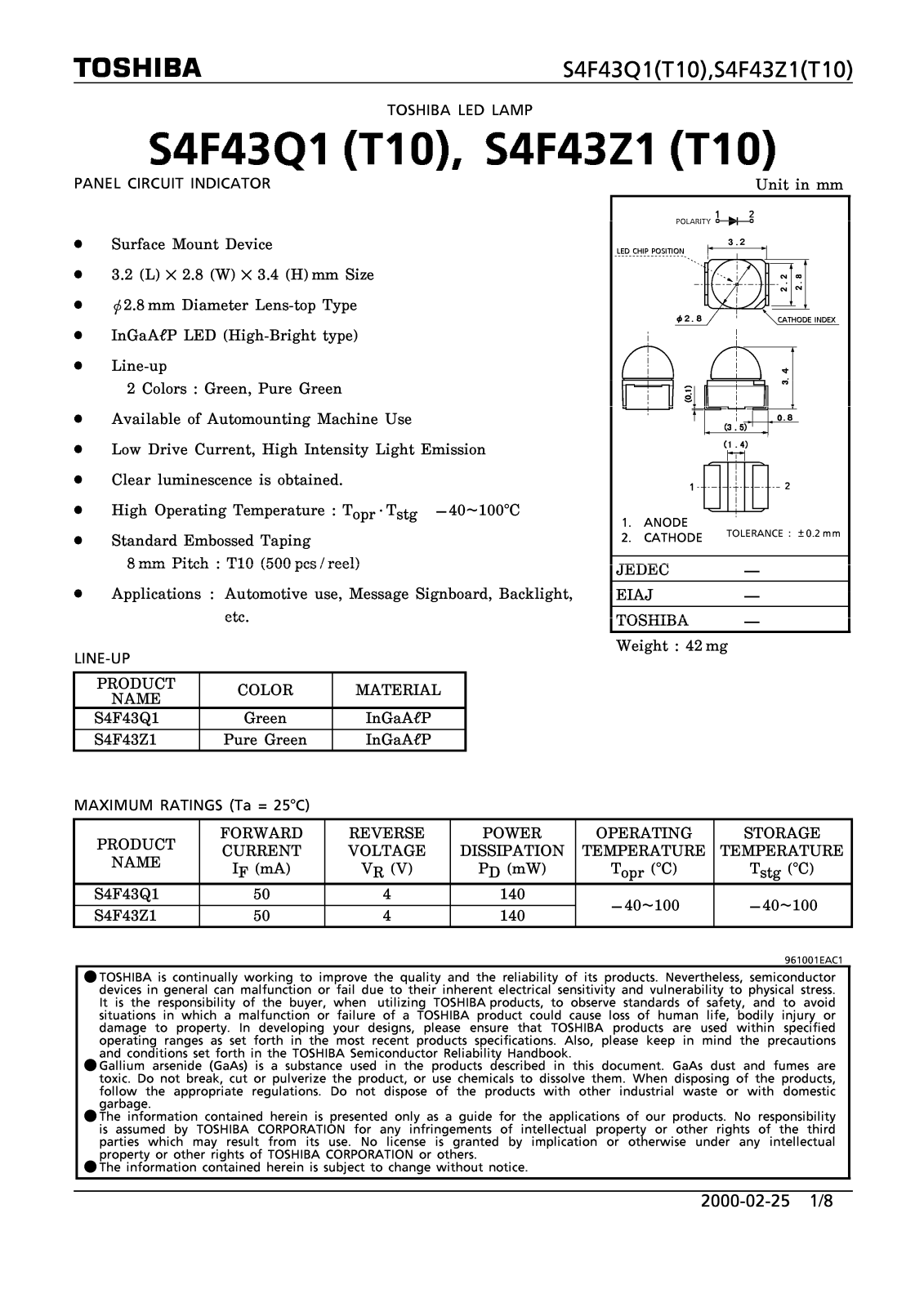 Marktech S4F43Q1, S4F43Z1 Datasheet