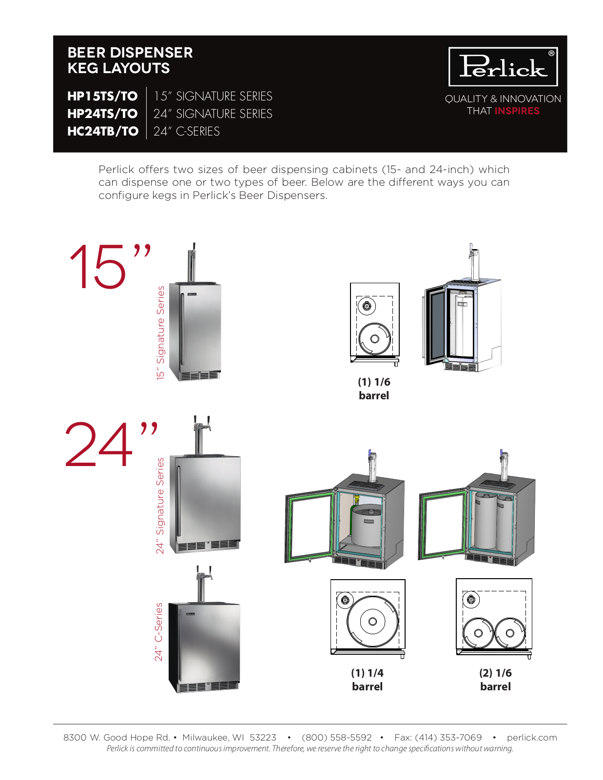 Perlick HP24TS31R2A Keg Layouts