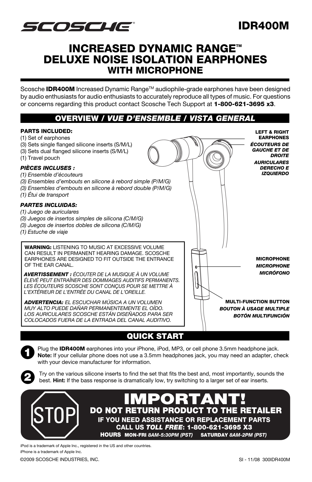 Scosche IDR400M Quick Start Manual