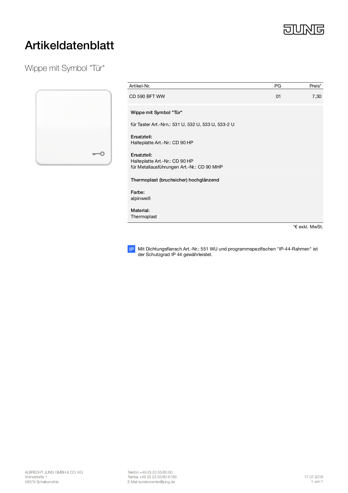 Jung CD 590 BFT WW User Manual