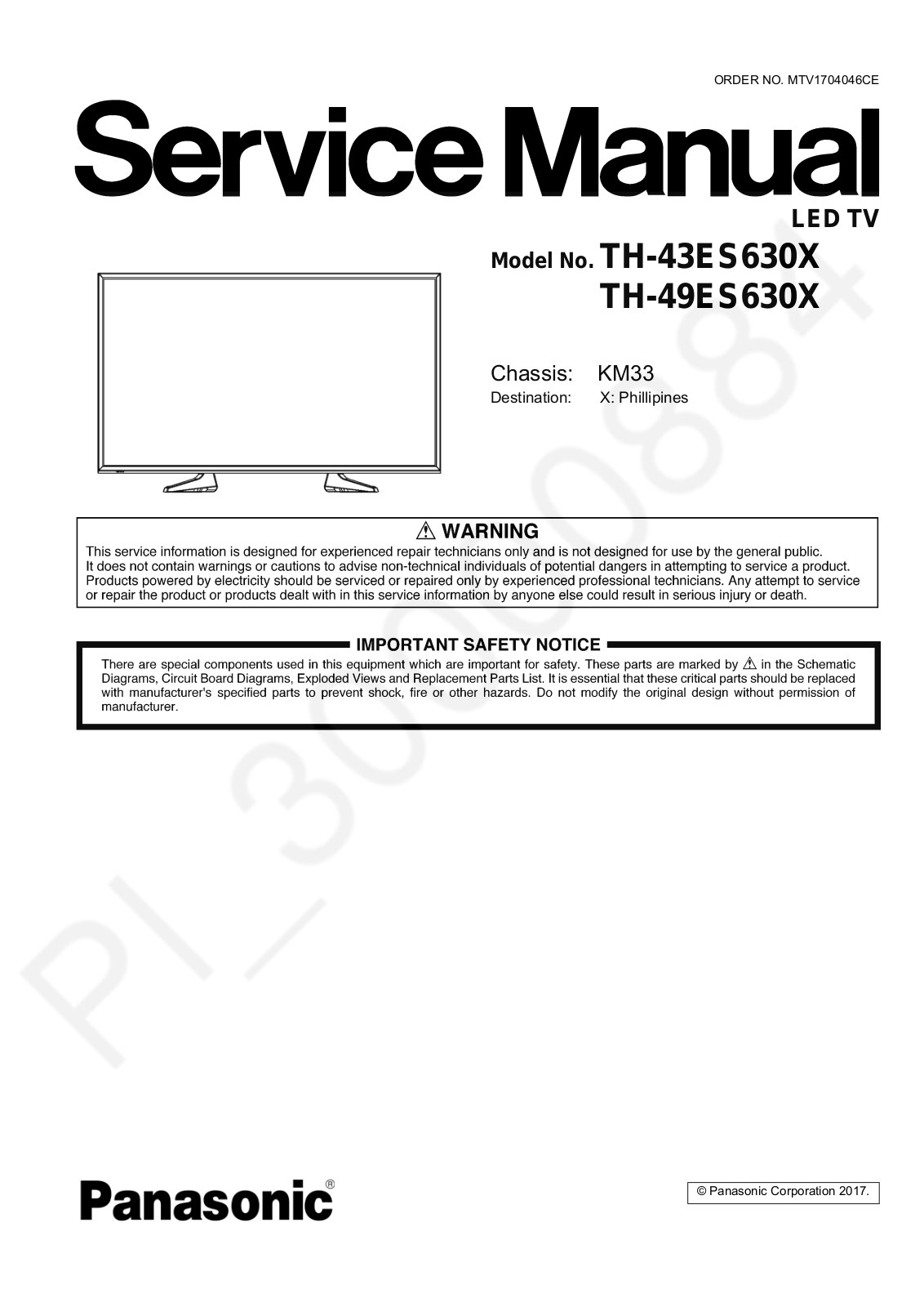 Panasonic TH-43 49ES630X Schematic