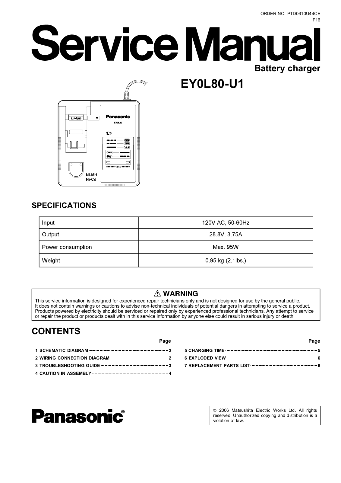 Panasonic EY0L80-U1 User Manual