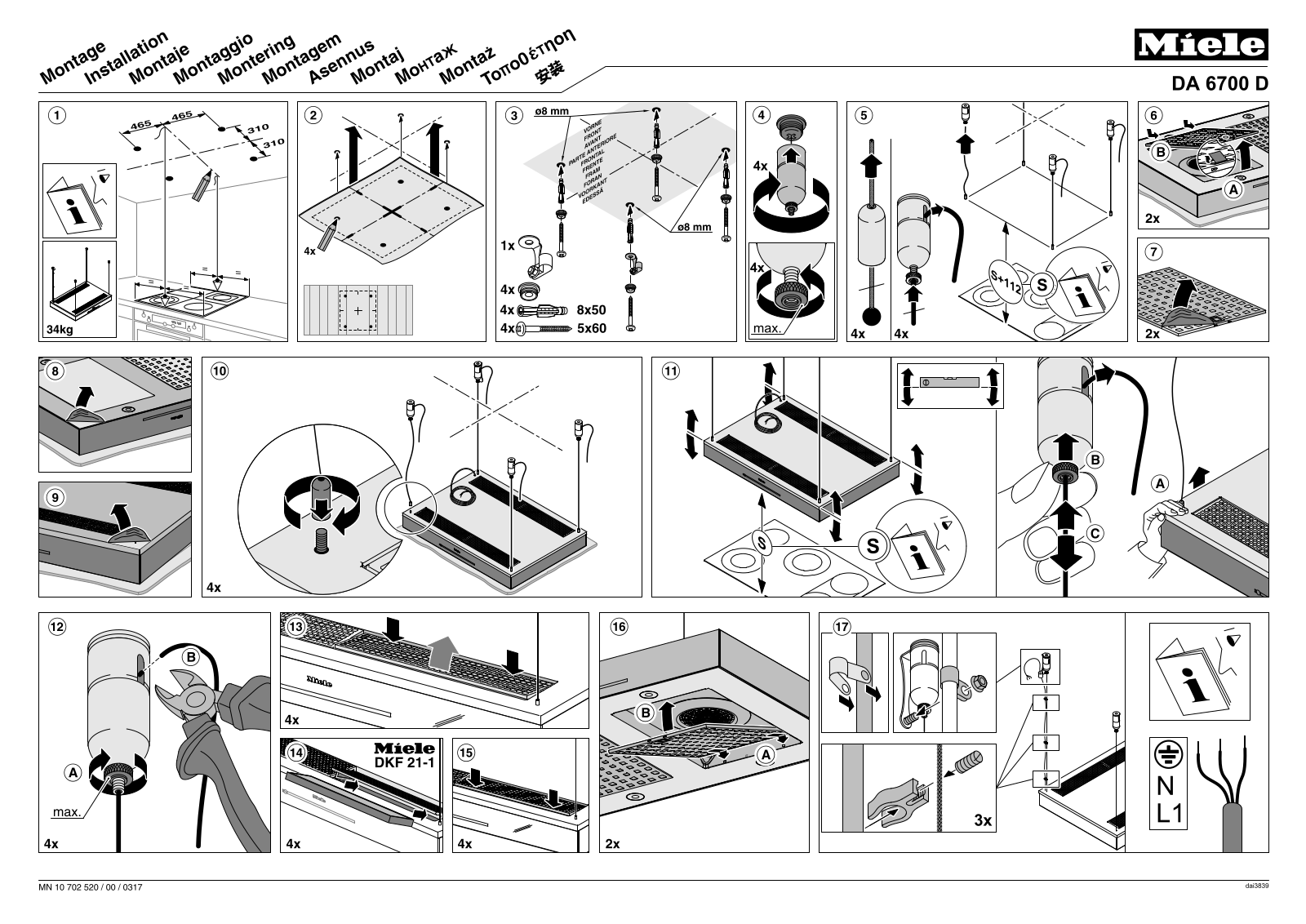 Miele DA6700DB, DA6700DM, DA6700DW Installation Guide