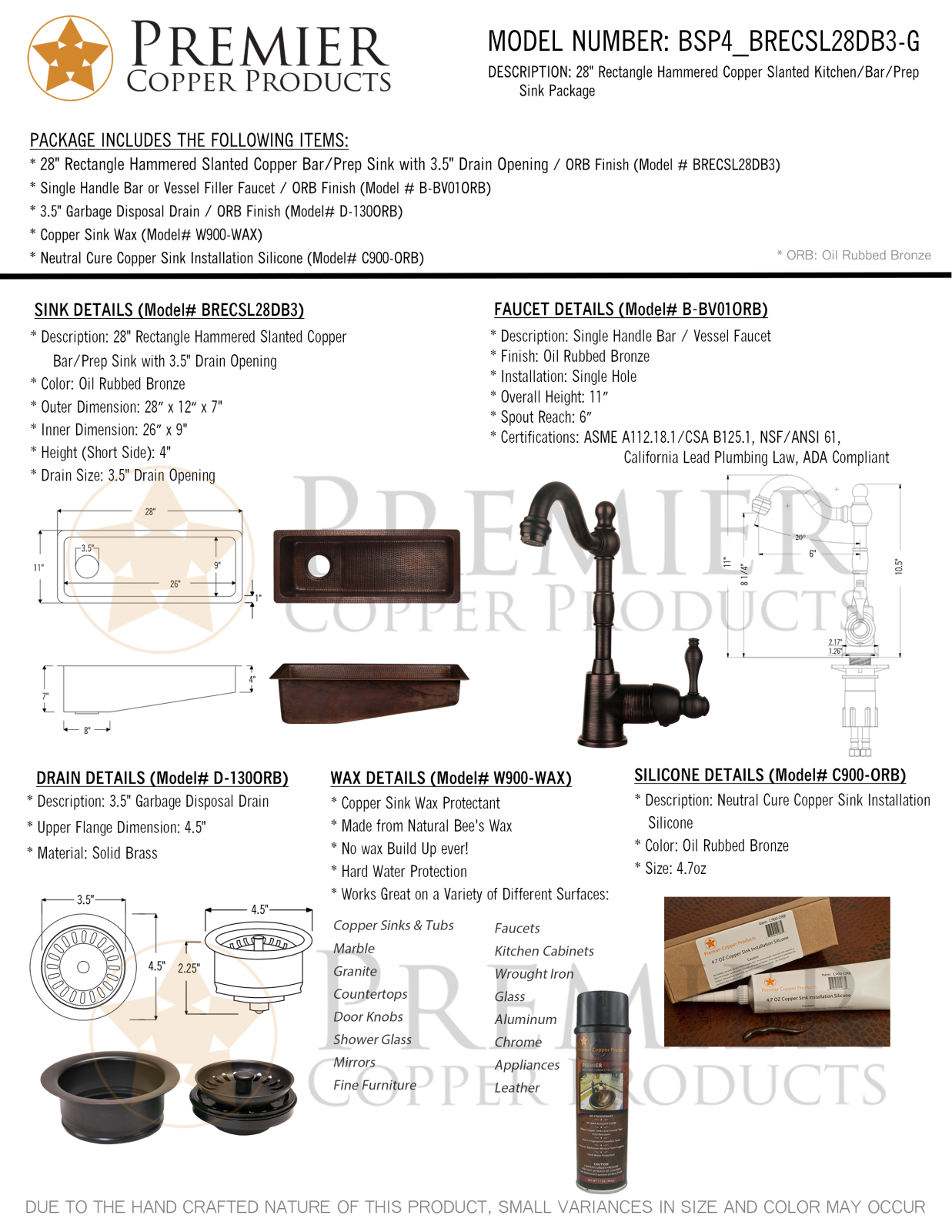 Premier Copper Products IER1934 Specifications - ManualMachine.com