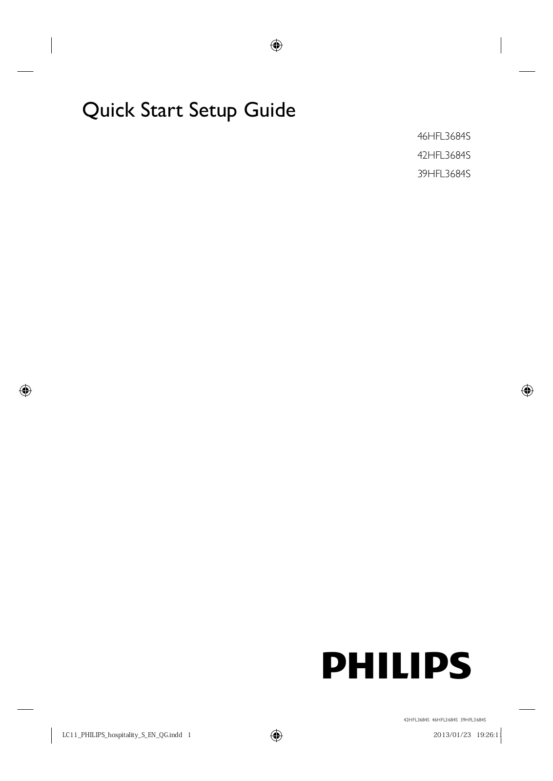 Philips 39HFL3684S Quick Start Manual