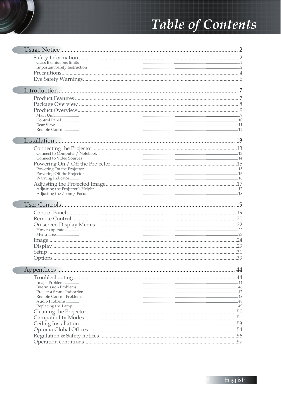 Optoma EX7155e User Manual