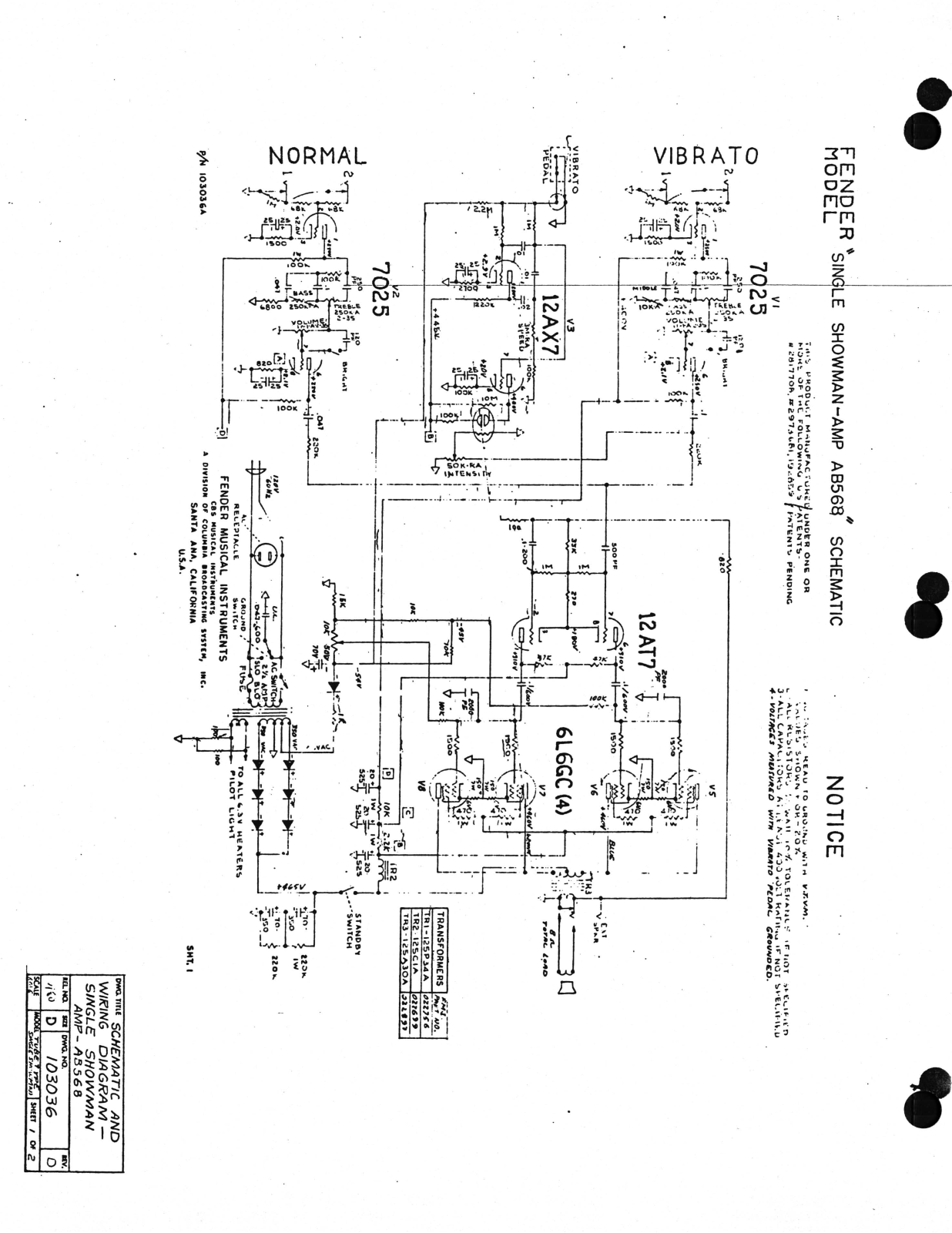 Fender Showman-AB568, Single-Showman-AB568 Schematic