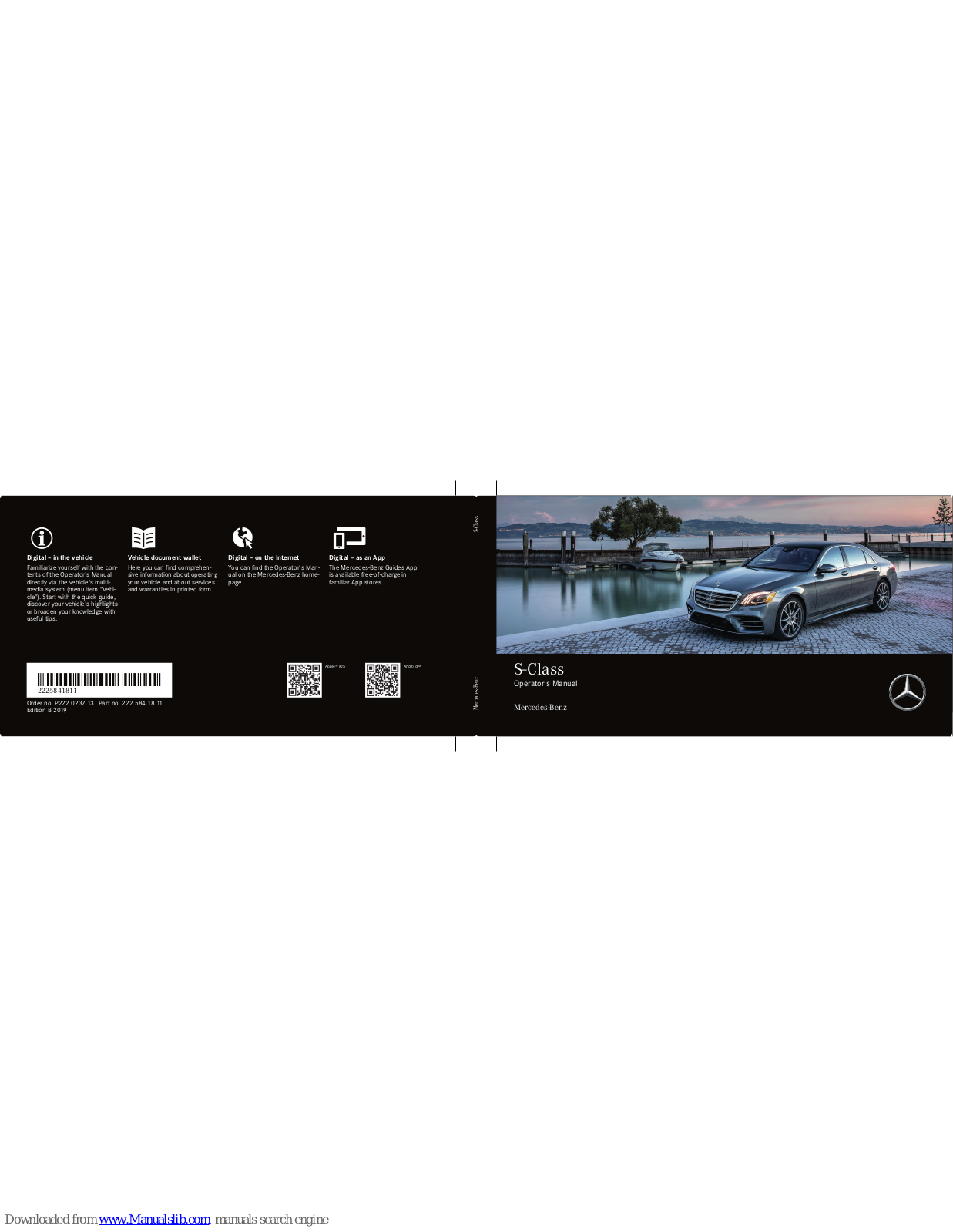 Mercedes-Benz S 450 4MATIC 2019, S 560 4MATIC 2019, S 450 2019 Operator's Manual