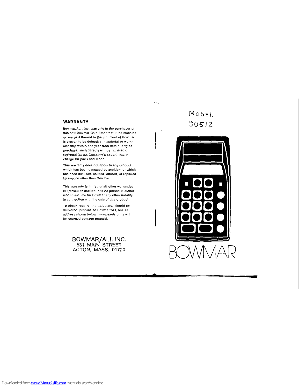 Bowmar 90512 User Manual - ManualMachine.com