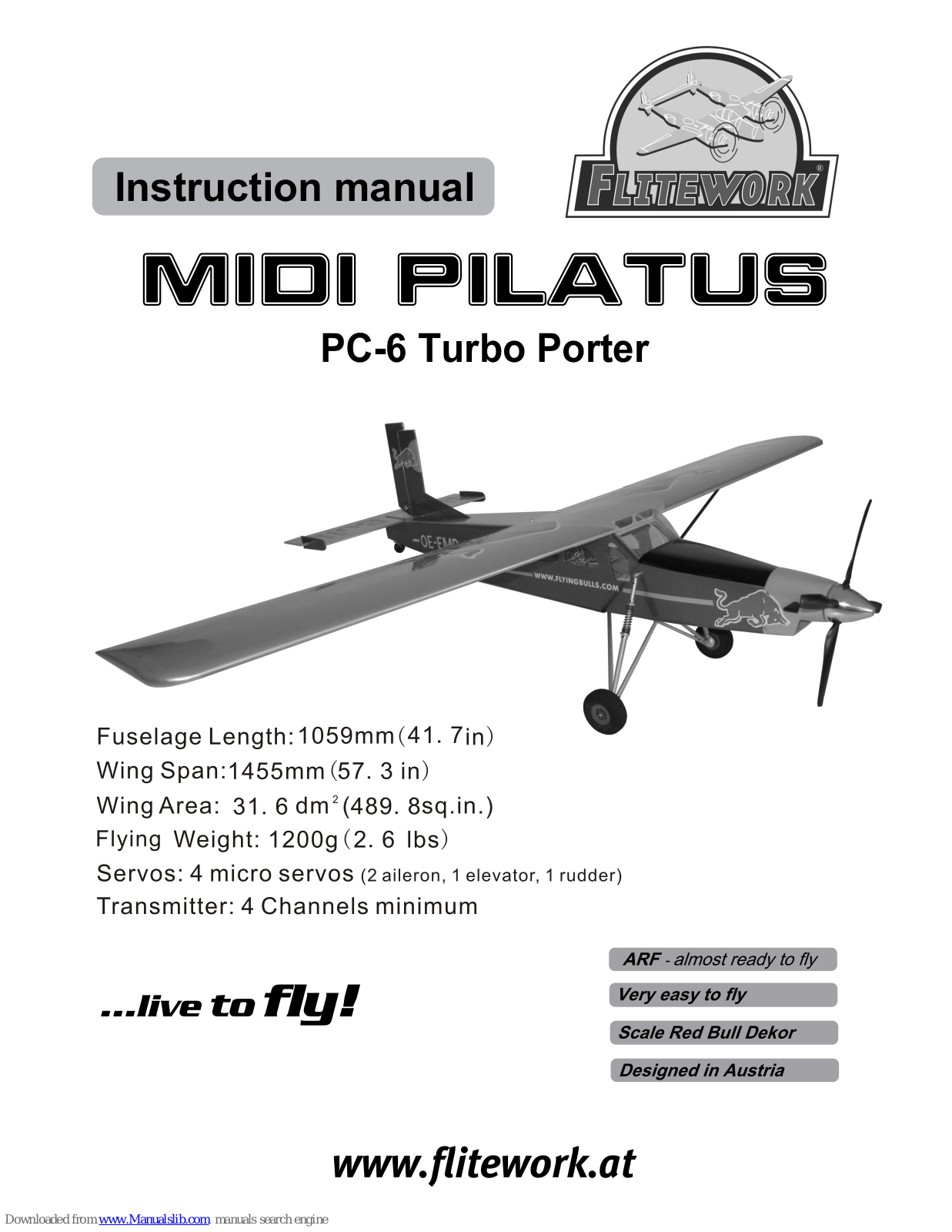 Flitework Midi Pilatus PC-6 Turbo Porter Instruction Manual