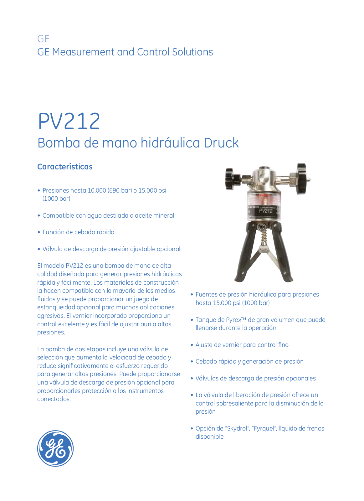 Druck PV212 Data sheet