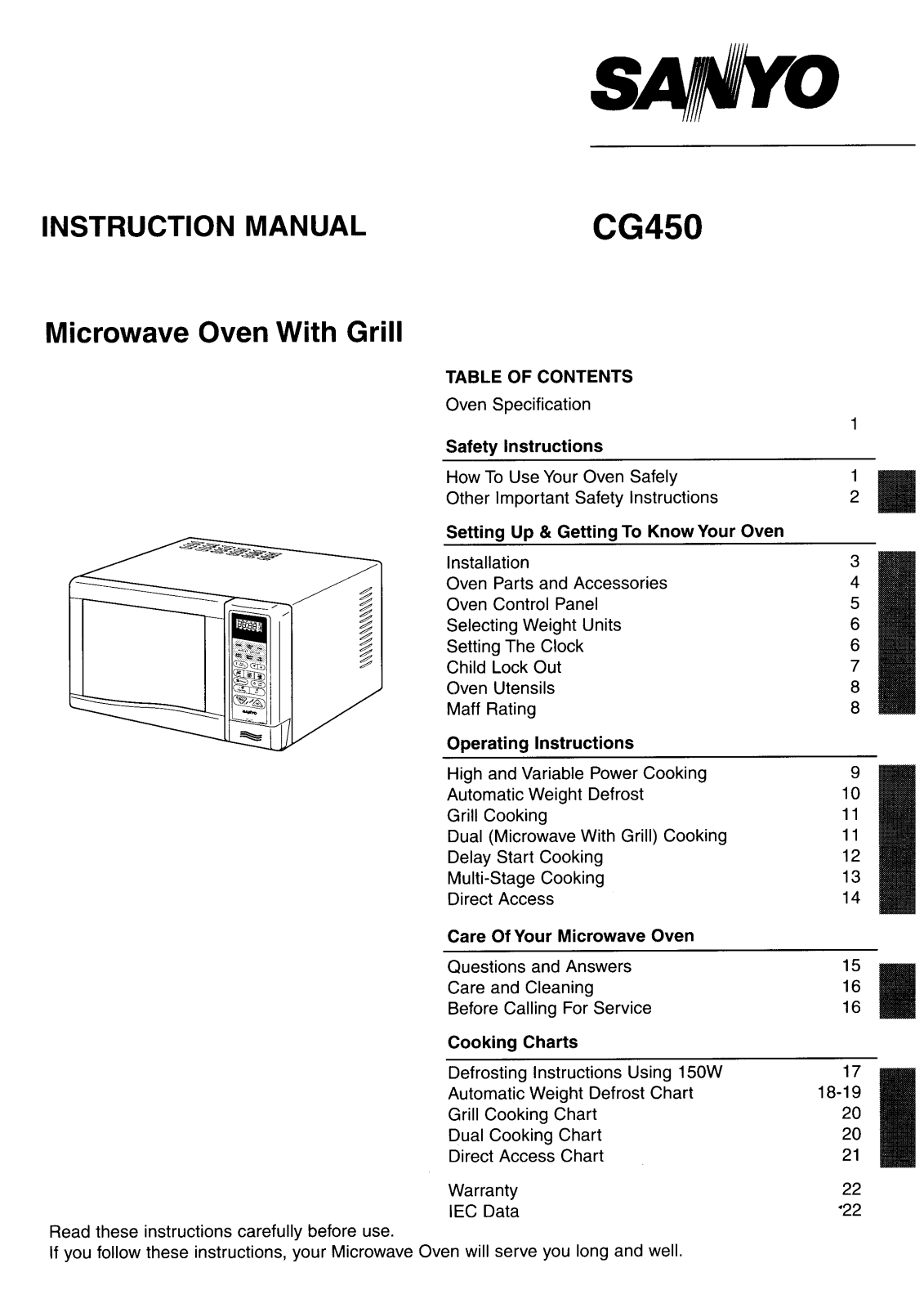 Sanyo CG450 Instruction Manual